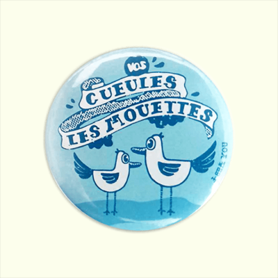 Badge bleu mer illustration mouette