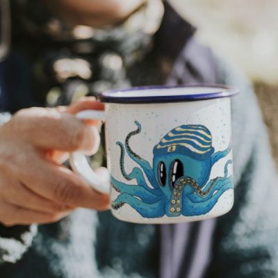 Tasse incassable pieuvre bleu création bretonne
