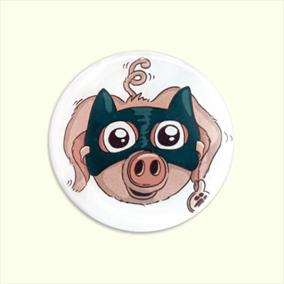 Badge illustration cochon super héros