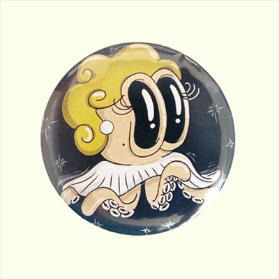 Badge illustration poulpe marilyn monroe