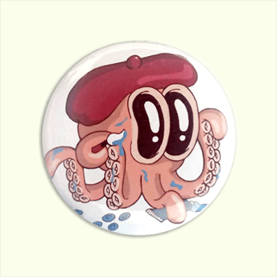 Badge illustration poulpe peintre artiste