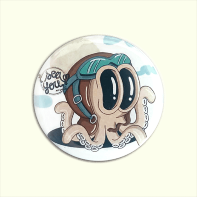 Badge illustration poulpe aviateur
