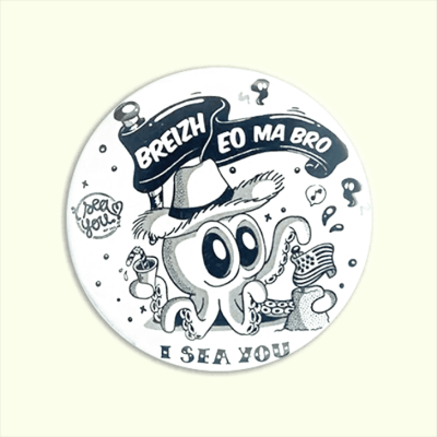 Badge illustration poulpe breton expression bretonne
