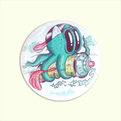 Badge illustration pieuvre bombe de peinture graff