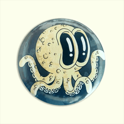 Badge illustration poulpe lune