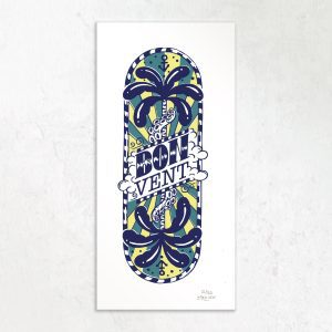 Sérigraphie 3 couleurs d'un palmier avec l'expression Bon Vent