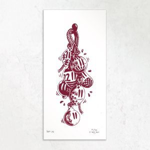 Sérigraphie bretonne bouées numérotées BZH – encre rouge – I Sea You Saint-Brieuc