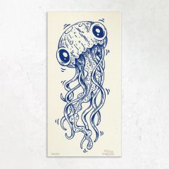 sérigraphie méduse bretonne couleur bleue