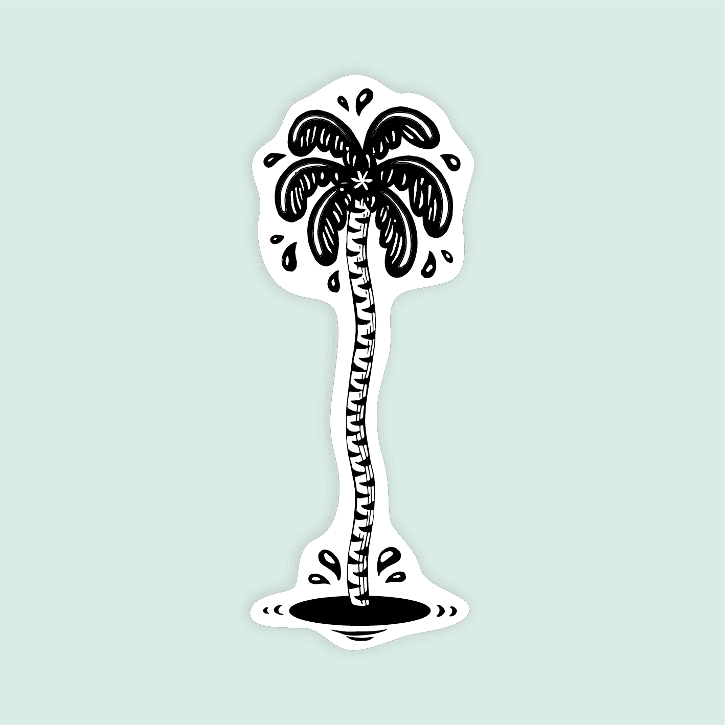 Tattoo éphémère palmier en noir et blanc avec éclaboussures, motif illustré i Sea You