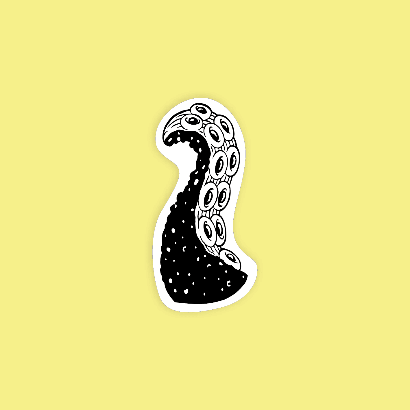 Tattoo éphémère tentacule de poulpe en noir et blanc avec ventouses détaillées, illustration i Sea You